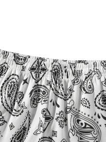 Men's Mesh Breathable Graphic Print Beach Shorts - 黑與白 - 查看 4