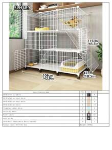 Large Indoor Cat Villa With Pet Hammock, Cat Bathing Cage, Litter Box, Double-Decker Swing & Fence, Anti-Jump Cat Cage