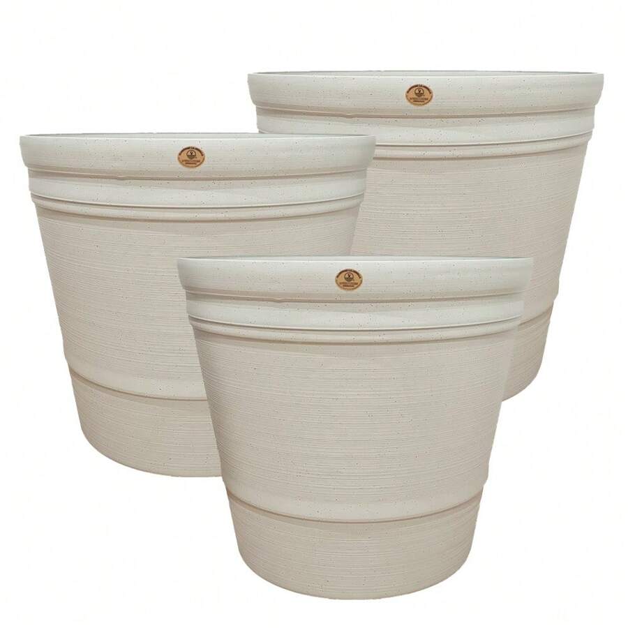 Paquete 3 Macetas Jardín Interior Exterior Decoración 13lts - Blanco - Ver 1