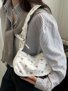 Bolso de hombro/bandolera de alta calidad con estampado de florecitas diminutas y volantes en forma de nube, de gran capacidad, con diseño minimalista y elegante, modelo 2025