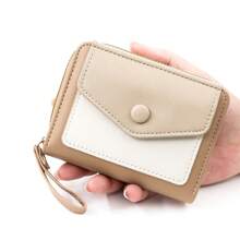 Candy Color Women's Short Wallet, Fresh Minimalist PU Colorblock Accordion Card Holder, Macaron Color Clutch Bag, Coin Purse Zipper Bag - Multicolor - View 7