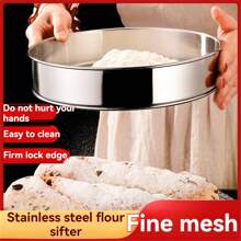 1 件装不锈钢面粉筛，圆形面粉筛细网，适用于烘焙蛋糕面包 - 銀色 - 查看 11