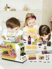 Juego de Caja Registradora para Niños, Incluye Caja Registradora, Escáner, Billetes de Juguete, Productos Simulados, Juego de Simulación de Compras, Juguete de Rol, Adecuado para Niños y Niñas a Partir de 3 Año - Verde - Ver 6
