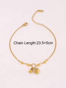 1 件装不锈钢锁月心形吊坠链脚链女式时尚星星链脚踝手链沙滩珠宝 - 腳鍊 - 查看 8