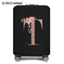 Initial Name A To Z Rose Gold Letter Luggage Cover Stretch Fabric Suitcase Protector Baggage Dust Case Cover Suitable For 18-32 Inch Suitcase Case Travel Organizer Luggage Protector Bag For School School Accessories School Stuff - Black - View 63