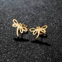 1 Pair Dragonfly Earrings, Casual Daily Wear For Girls, Fashion Jewelry Stainless Steel Cartoon Animal Gift