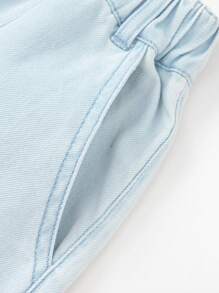 Balabala Girls' Cotton Denim Shorts, Casual & Breathable - Denim Light Blue - View 5