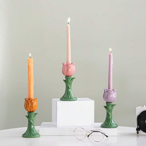 Set aus bunten Kerzenständern, ein Set aus hochwertig retroem französischen Aromatherapie Kerzenständern, exklusive bunte Kerzenständer für Zuhause, ausgefallene Holzkerzenhalter, geeignet für Feiertags-Dekorationen wie Halloween, Herbst, Feste, Winter, Urlaub, Raumdekoration, Wohndekoration, Geschenke