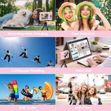 Nicamery 2025 New 44MP 1080P Digital Camera, 16x Zoom, 32GB SD Card, 2 Batteries, Compact Travel Camera Suitable For Photography, Digital Point-And-Shoot And Filming, Great Gift For Teens & Seniors