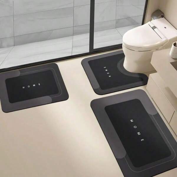 Bathroom Mat, 3 Counts/Set Non-Slip Bathroom Mat, Water Absorbent Bathroom Rug For Bathroom Living Room Kitchen Laundry Home Decor, Bathroom Accessory Home Bathroom Decor Floor Carpet Outdoor Rug Door Mat Fall Decor Bathroom Accessories Back To School Entryway Decor