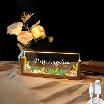 Personalized Name Desk Plate For Teacher | Custom Name Sign For Desk | Lighted Acrylic Nameplate | Teacher Appreciation Gift | Office Decor Gifts Birthday Graduation