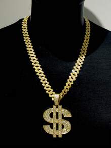 Retro Hip Hop Fashion Dollar Symbol Large Chain Necklace With Zirconia Pendant For Men And Women, Gift For Boyfriend Christmas Party And Festival - Pendant Necklace - View 26
