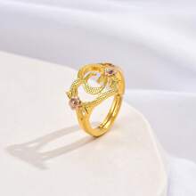 1pc Stylish Adjustable Rings With Heart, Letter, Geometric Pattern Design, Fashion Accessories, Ideal Gift
