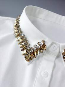 1 pièce col détachable de luxe haute qualité avec strass brillants, accessoire de mode élégant et polyvalent pour blouse, convient pour le printemps, l'été, l'automne et l'hiver