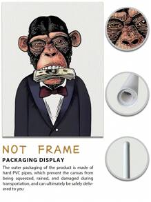 1/3Pcs, Optional Frame, Monkey Canvas Wall Art Deco, Classic, Modern Styles - Animal Theme Ink Art Prints - Indoor & Outdoor Use, Home Office, Living Room, Bedroom, Bathroom, Restaurant Decor - Spring & Summer Seasonal