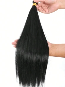 3 Bundles 14~26 Inch Black Yaki Traight Bundles Extensions, Yaki Bundles Natural Black Yaki Straight Synthetic Hair Extensions For Women DIY Hairstyle