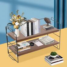 SanBouSi 2-Tier Desk Bookshelf, Desktop Organization, Modern Desk Shelf - màu đen - Xem 1