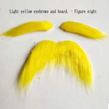 2/6/7/12/48pcs Party Dress Up Props - Lareth Fake Beard Simulation Beard, Goose Yellow Eyebrow Beard, Fake Beard Props, 48 Artificial Beard Party Supplies, Handlebar Mustache Dress Up Beard Headpiece Photo Props