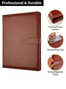 Professional Padfolio With Clipboard, Faux Leather Portfolio Folder Binder, Legal Pad Holder For A4 Letter Notepad, Interview Resume, Writing Pad, Ideal Organizer For Business Office Conference,Back To School,School Supplies