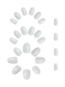24Pcs Short Almond Shape White Aurora False Nails Kit To Upgrade Your Look, Suitable For Daily Wear Press On Nails Nail Supplies Nails - Multicolor - View 4