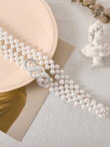 1 Stück Elastischer Perlen-Strass-Kristall Taillengürtel für Damen, modischer und vielseitiger Gürtel für Herzausschnitt-Kleider, elastisches Band für Hochzeiten, Braut-Glitzer, Brautjungfern-Outfits, Mädchen-Accessoires Sommer, Schule Herbst, Herbst, Halloween