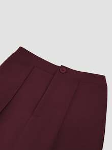 Women 1-Button Long Sleeve Blazer And Trouser Suit Set - Burgundy - View 8