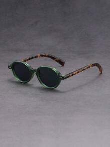 Retro Ovale Zwarte Montuur Bril, Casual Outdoor Bril, Unisex Full Frame Bril, Meerdere Kleuren Beschikbaar Geschikt Voor Wandelen, Hardlopen, Feesten, Fotoshoots