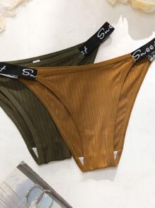 7 件女式罗纹英式腰带丁字裤 - 彩色 - 查看 3