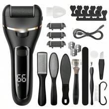 Elektryczna szlifierka do stóp - akumulatorowa, gruba, skórzana szlifierka do polerowania stóp, elektryczne urządzenie do usuwania zrogowaciałego naskórka stóp z regulowaną prędkością - uniwersalna, odpowiednia do stóp mężczyzn i kobiet, idealna do domowego pedicure i pielęgnacji stóp