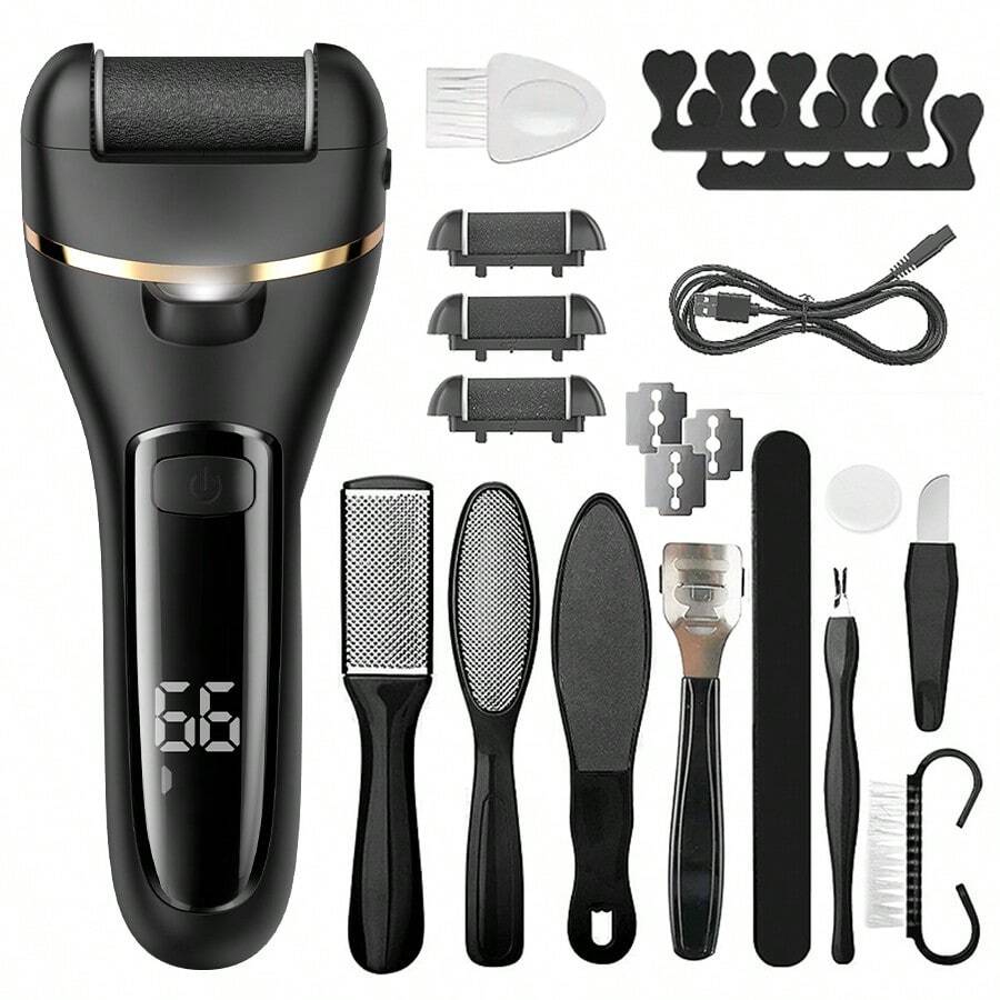 Elektryczna szlifierka do stóp - akumulatorowa, gruba, skórzana szlifierka do polerowania stóp, elektryczne urządzenie do usuwania zrogowaciałego naskórka stóp z regulowaną prędkością - uniwersalna, odpowiednia do stóp mężczyzn i kobiet, idealna do domowego pedicure i pielęgnacji stóp