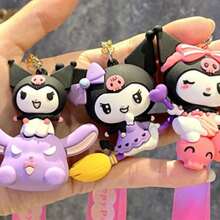 Sanrio Sanrio 1pc Kuromi Series Keychain Cute Anime Doll Key Chain Ring Bag Backpack Charm Car Key Pendant Women Daily Use Gift,Kuromi,Kuromi Stuff,Kuromi Keychain