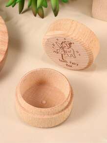 1 pieza Caja de dientes de madera linda para bebé, caja para guardar los dientes del bebé niña, caja de dientes redonda de madera maciza para bebé niño, caja de joyería, caja de almacenamiento, recuerdo para bebé, caja para recolección de cabello fetal y cordón umbilical, un regalo memorable que los padres pueden dar a sus bebés para una hermosa infancia