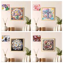 1pc DIY Fantasy Floral Pattern Diamond Painting Kit With Unique Diamonds, Crystal Canvas Wall Art, Suitable For Home Decor Or Unique Birthday Gift