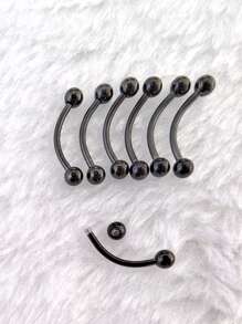 2-10pcs Stainless Steel Surgical Steel 3mm Ball Eyebrow Piercing Curved Barbell Lip Ring Earrings Jewelry - Black - View 4