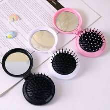 1pc Portable Massage Comb Folding Mirror Travel Hair Brush Mini Air Cushion Comb