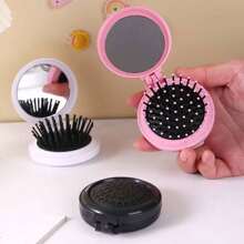 1pc Portable Massage Comb Folding Mirror Travel Hair Brush Mini Air Cushion Comb