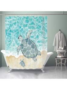 1pc/4pcs Ocean Creatures Multifunctional Bathroom Decoration Set: Waterproof Shower Curtain With 12 Hooks, Anti-Slip Bath Mat, U-Shape Floor Mat, And Round Toilet Seat Cover - Comprehensive Bathroom Solution Bathroom Accessories Back To School