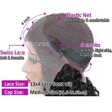 Pelucas con encaje frontal de pelo humano rizado tipo bob, listas para usar, para mujeres, con línea de cabello natural preplucada, trenzadas, ondas de agua, con densidad del 180%