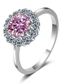 Anillo ajustable de plata de ley 925 con diseño de flor de sol de moissanita real, estilo bohemio y elegante, accesorio de boda, regalo para mujer