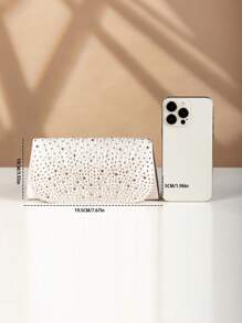 REMANLAND 迷人闪亮水晶装饰链条肩带包，磁扣，优雅时尚派对手拿包，适合女性生日派对，迷人的晚间单肩包 - 杏色 - 查看 5