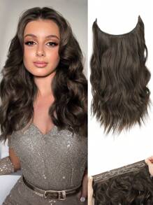 Extensions de cheveux invisibles en fil synthétique ondulé avec un fil transparent de taille ajustable, 4 clips de fixation sécurisés. Rajouts de cheveux pour femmes à usage quotidien.