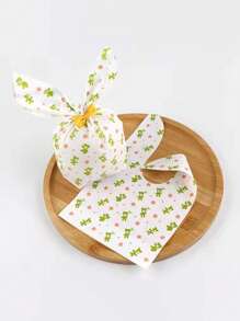 50pcs Candy Bags, Cookie Bags, Gift Bags For Easter, Cute Cartoon Rabbit Ear & Ditsy Floral Pattern, Party Favor Packaging Bags, Gift Bags