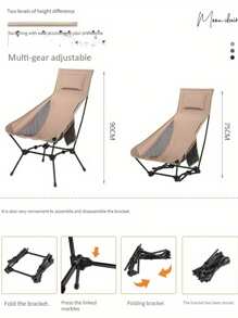 Personalized Lightweight Portable Camping Chair-Customizable With Images&1pc Of Outdoor Foldable Camping Chair, Oversized Outdoor Padded Camping Chair With Storage Bag, Round Moon Dish Chair For Picnics, Fishing, Hiking, And Beach.