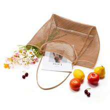 1pc Beach Bag, Mesh Tote Bag, 38x35x17cm/15x13.8x6.7 Inches, Upgraded Women Beach Bag, Mesh Handbag, Casual Tote, Foldable Shoulder Bag - Multiple Colors Available - Multicolor - View 4