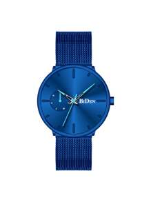 BIDEN Reloj de cuarzo para hombres BIDEN, correa de malla de acero inoxidable ultrafina, estilo de negocios casual, adecuado para uso diario, regalo para vacaciones y cumpleaños
