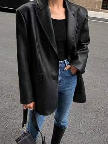 Nueva chaqueta blazer negro, holgada, retro y clásica para mujer. Prenda de vestir urbana, adecuada para otoño e invierno. Este blazer de alta calidad presenta un diseño de solapa pico, emanando un aire de lujo. Es un artículo muy versátil y personalizado, apropiado para diversas ocasiones importantes como fiestas, escenarios, citas, bodas y otros eventos. Festival de mujeres