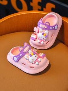 Kids Cartoon Rabbit & Bear Design Breathable Sandals Slippers For Summer - Pink - View 6