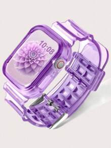 2 合 1 水晶透明表带带保险杠外壳兼容 Apple Watch 38/40/41/42/44/45/46 毫米，果冻运动保护性替换腕带表带兼容 Apple Watch 10/9/8/7/6/5/4/3/2/1/SE 女士男士