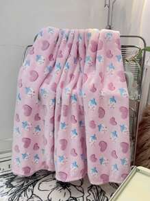 1pc Cute Strawberry & Heart Pattern Children Blanket - Pink - View 3