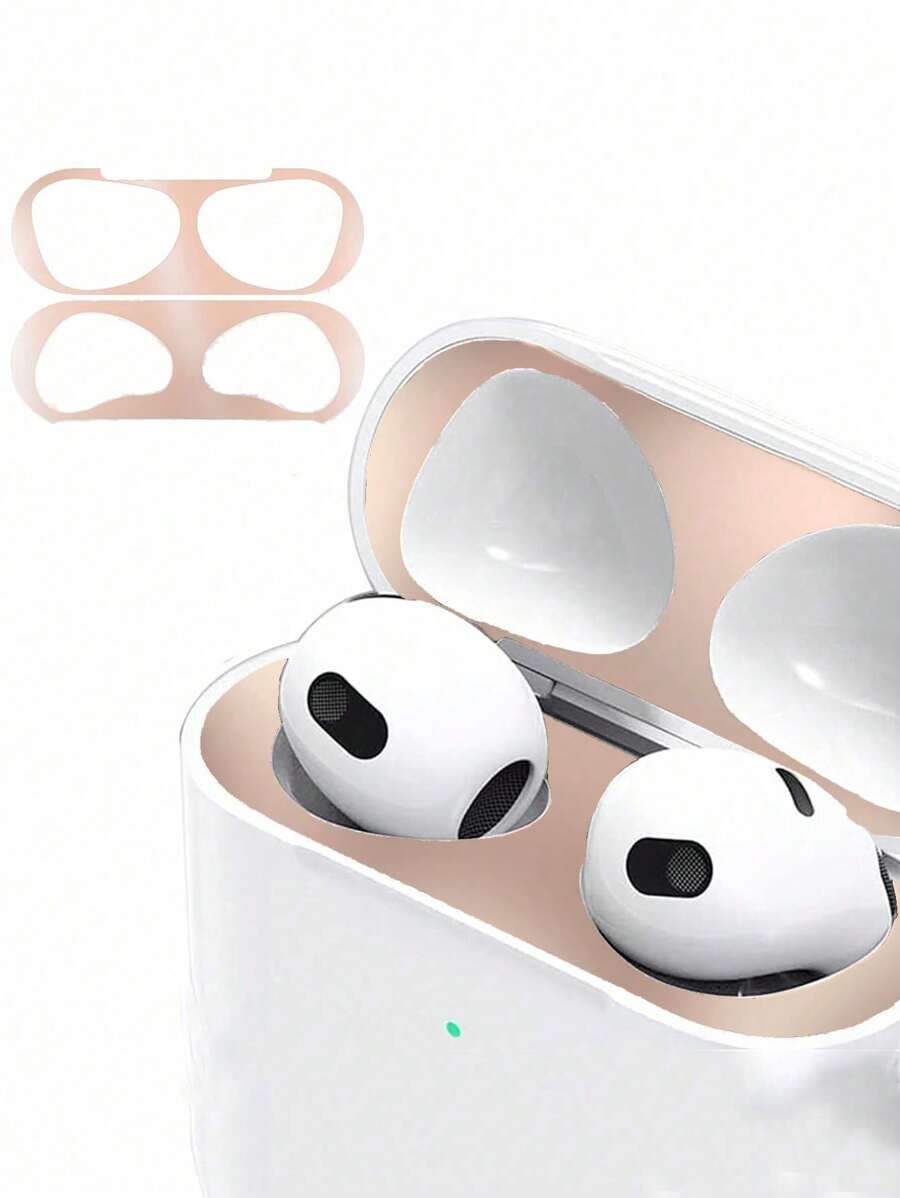 1 Bộ ốp lưng bảo vệ Apple màu trơn, miếng dán chống bụi, màng bảo vệ siêu mỏng, nắp chống bụi tương thích với hộp sạc Apple 1/2/Pro/3/Pro2/4/Pro3 (Không bao gồm tai nghe) - Hồng - Xem 1